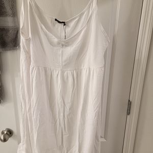 White hi low mini cotton dress